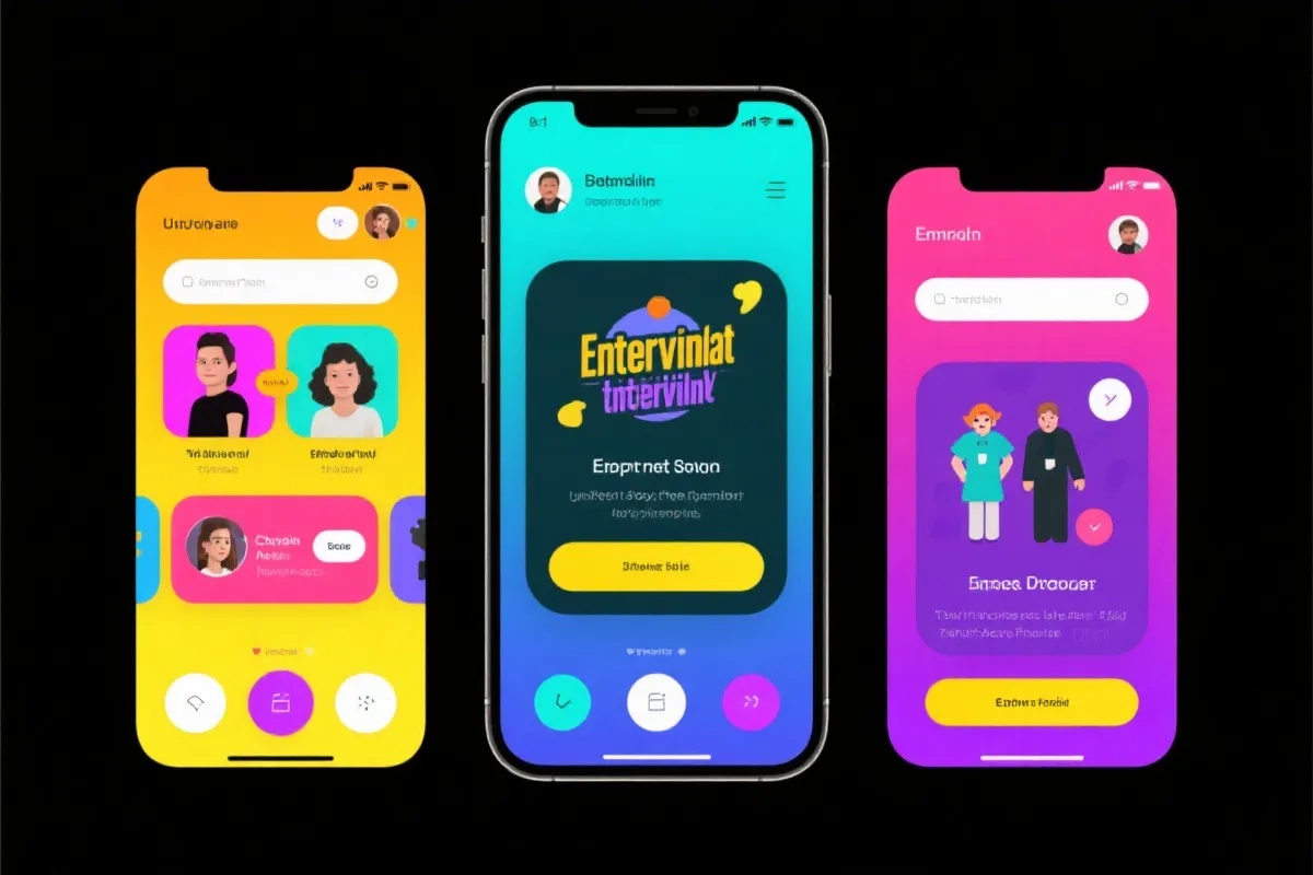 娱乐互动与移动应用界面展示